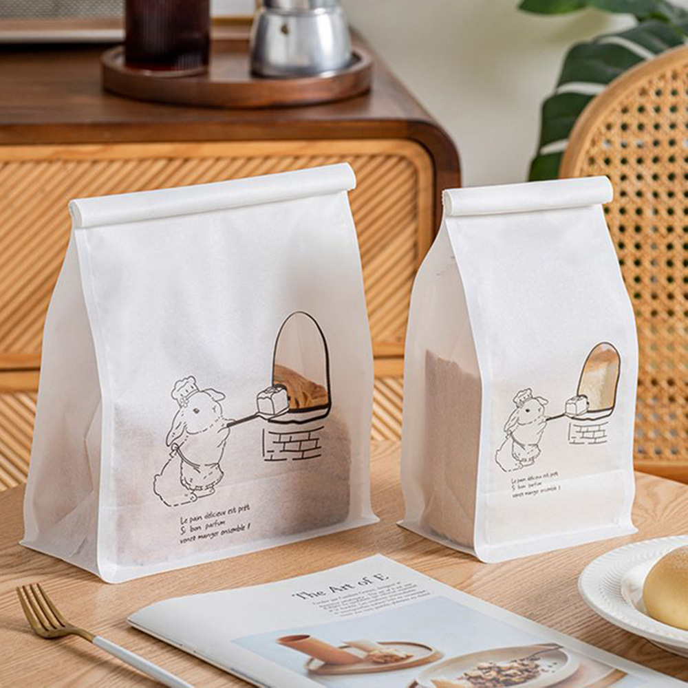 Open Window Transparent Eight Side Sealed Toast Bag Bronzing Baking Curled Cotton Paper Bag Kraft Paper Bread Self-sealing Packaging Bag