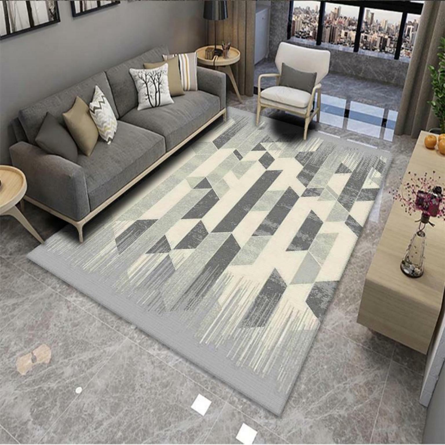 Picture of Modern Simple Living Room Carpet Geometric Pattern Home Study Sofa Printing and Dyeing Carpet Homestay Hotel Carpet Floor Mat