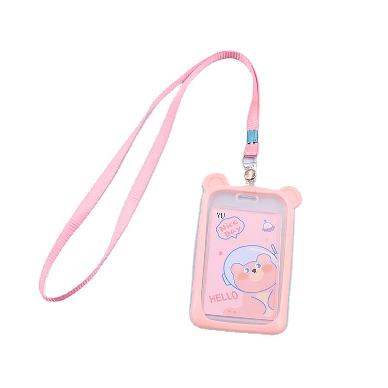 Picture of Campus Student Silicone Mickey Card Holder with Lanyard Bus Card Access Card Hanging Card Certificate Meal Card Factory Card Holder
