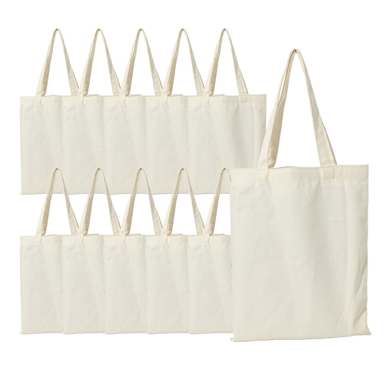 Cross-Border Cotton Canvas Tote Bag Large Capacity Environmentally Friendly Blank Cotton Bag Printed Logo Tote Bag Shopping Bag