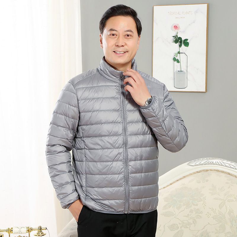 Picture of Middle-aged men's light down cotton-padded jacket short old man's father's outfit middle-aged and old man's stand collar hooded short coat winter clothing