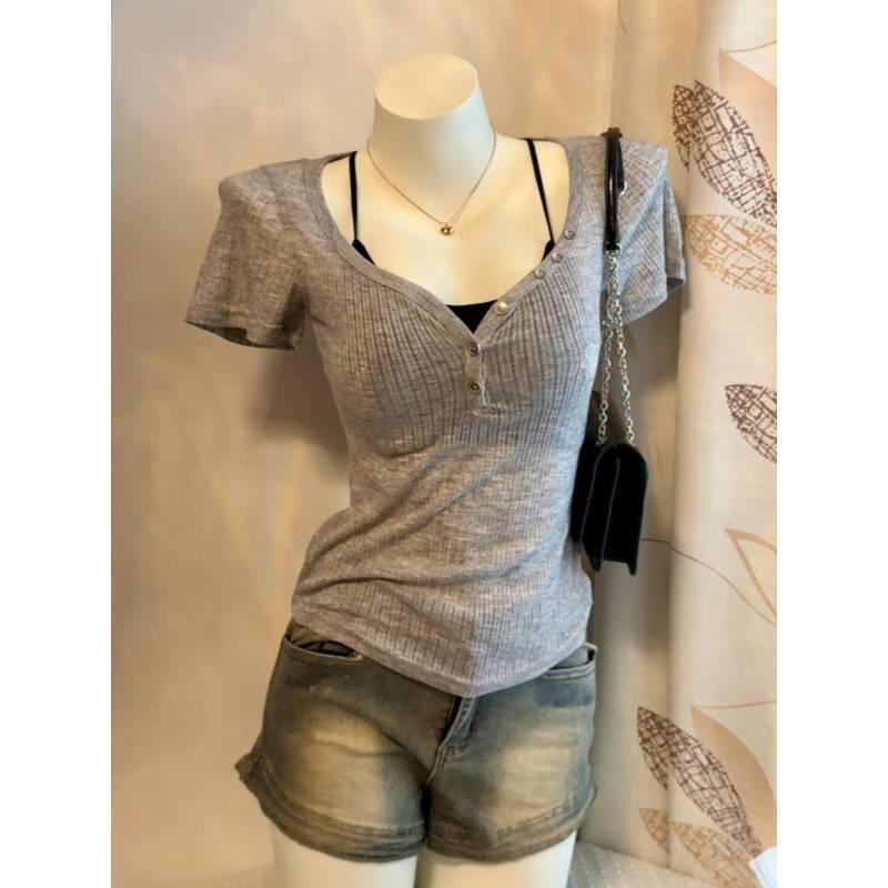 Hot Girl Suit Women's Summer Popular Slimming and Sexy Outer Knitwear Hollow Top Suspender Two-Piece Set
