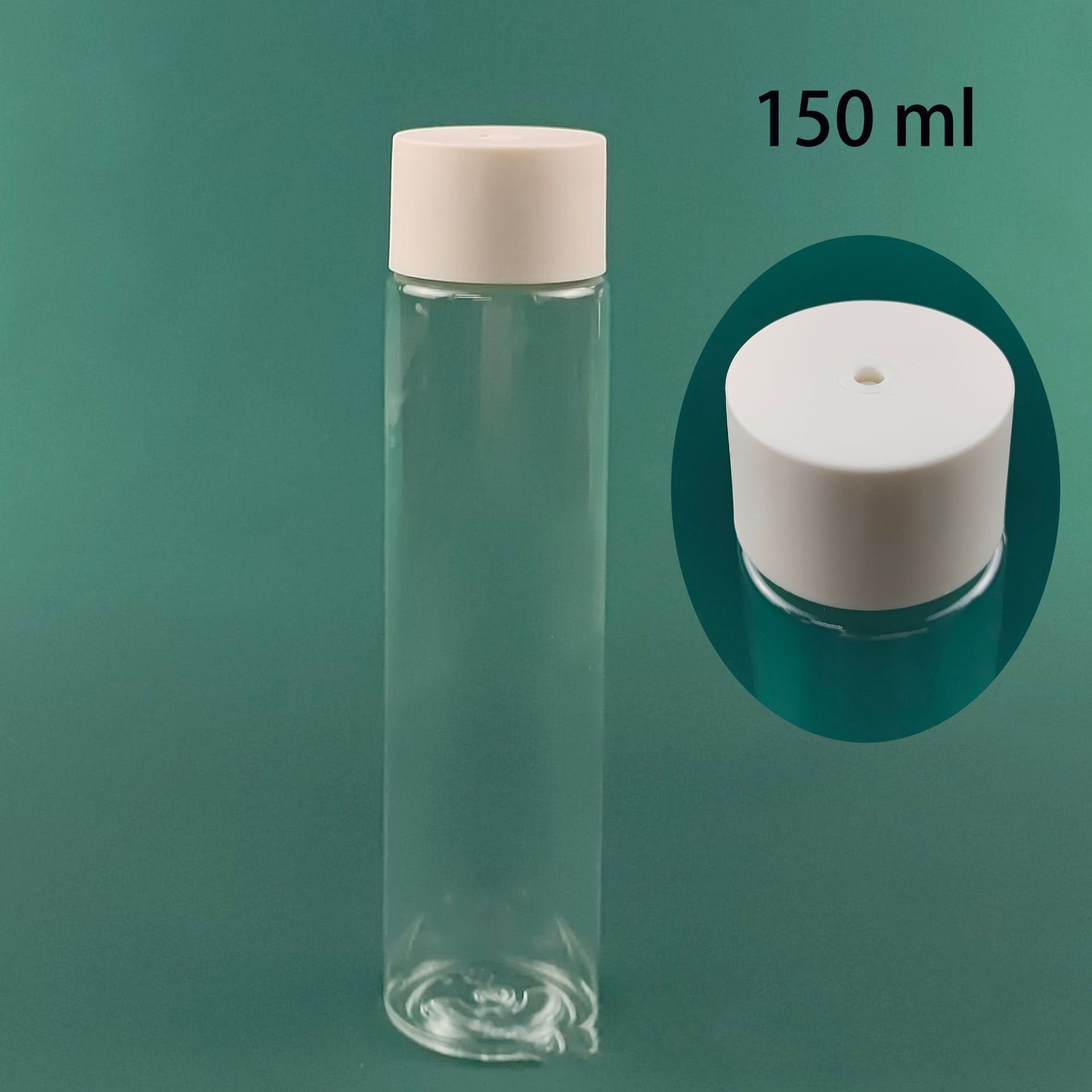 150ml 24-tooth transparent neat PET bottle top liquid rotary switch liquid multi-layer double right angle white