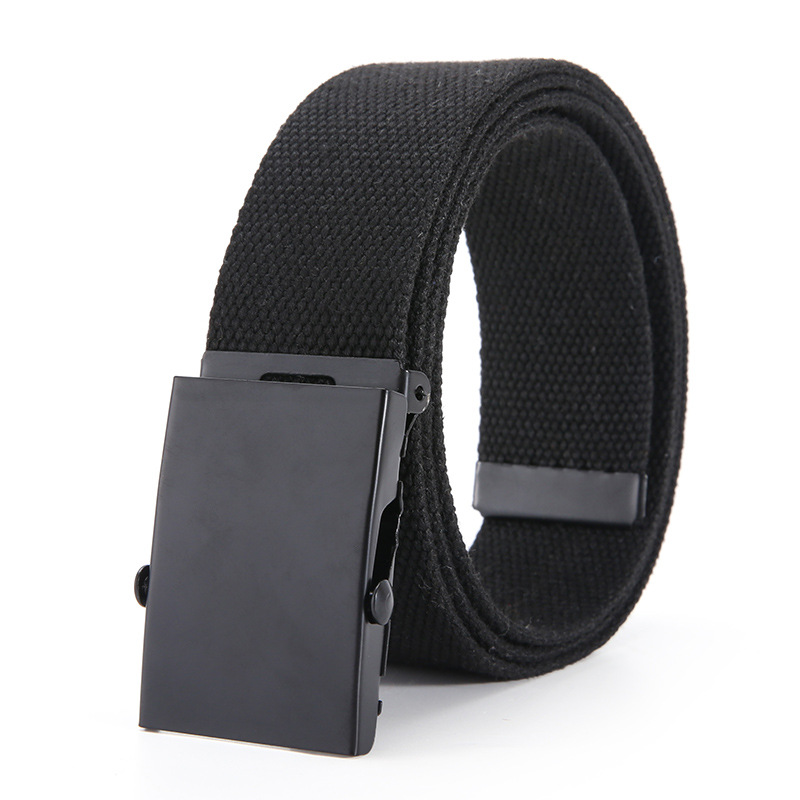 Men's canvas belt roller buckle simple versatile woven belt tactical outdoor overalls belt manufacturers in stock