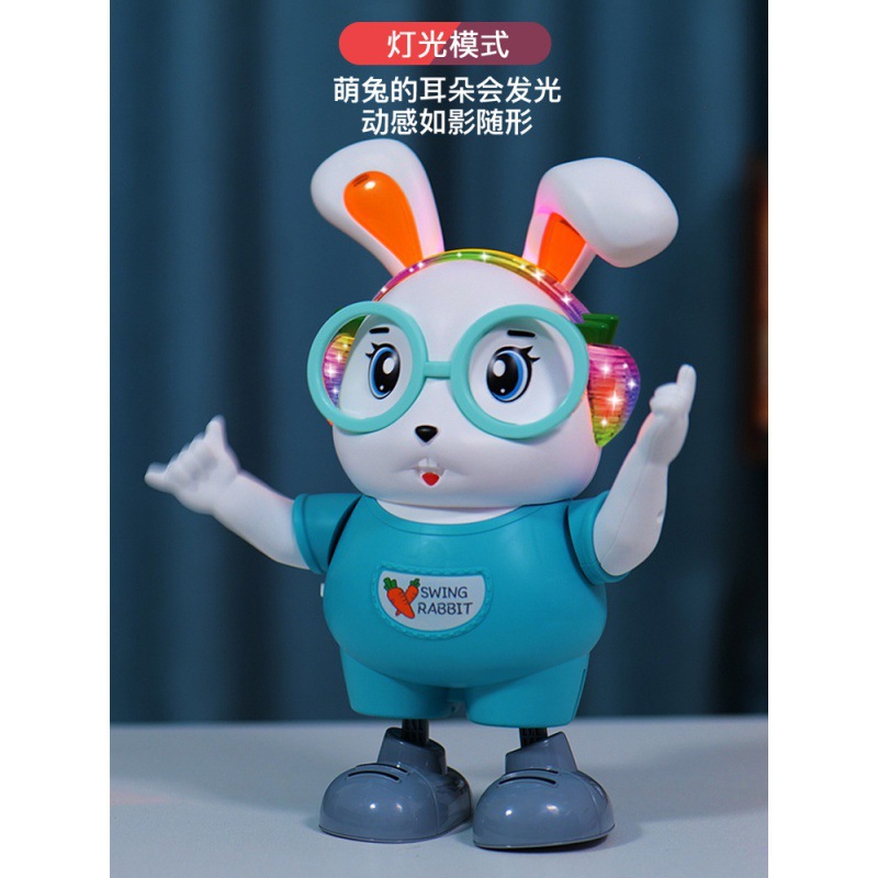 Picture of Tiktok same electric dancing little cute rabbit children singing robot rabbit baby Light Music toys wholesale