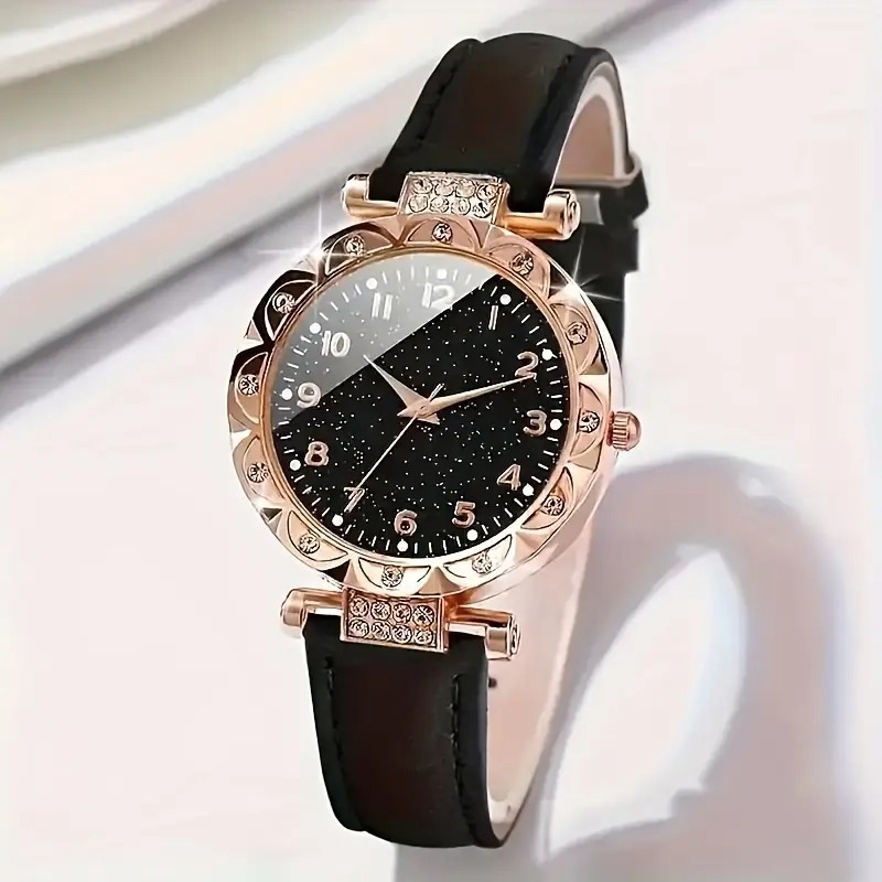 Picture of Fashion Ladies Watch 4 pcs/set Elegant Quartz Watch Luxury Rhinestone Wristwatch and Jewelry suit Women Watch