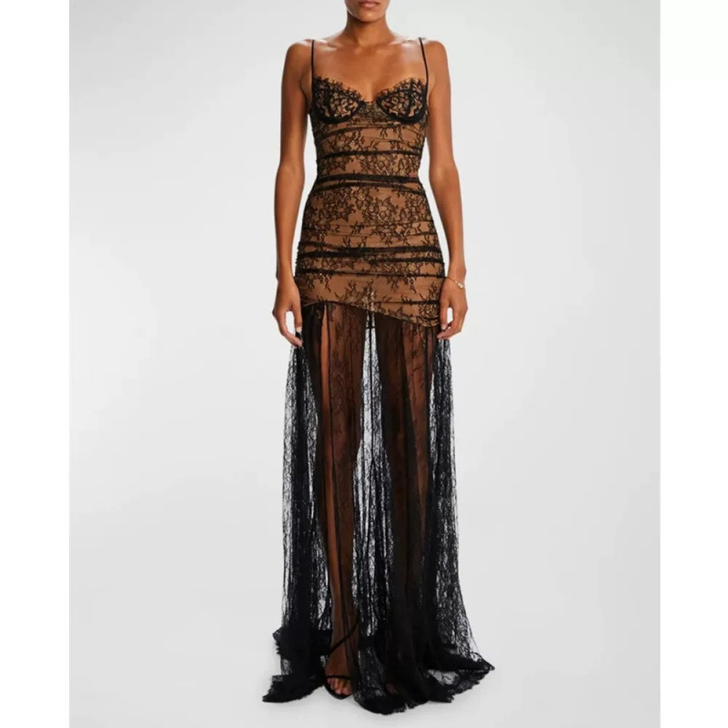 2025 Cross-border French High-end Light Luxury Niche Lace Sling Fishtail Adult Ceremony dress Women's Dress
