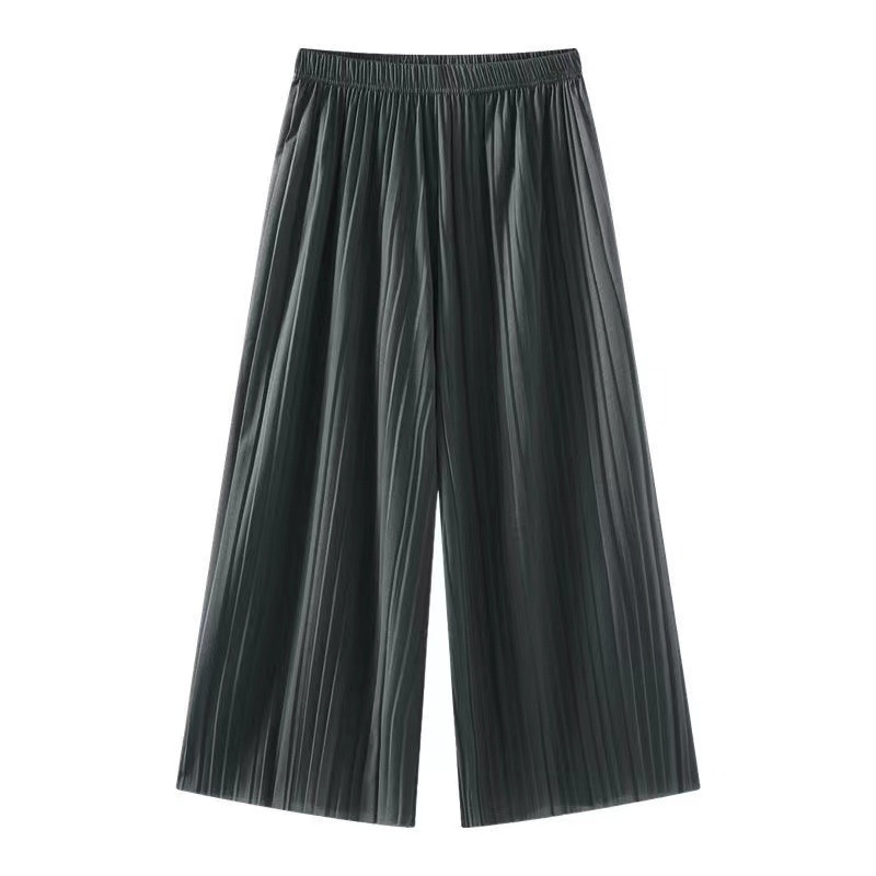 Picture of 20 Wide Leg Pants Women's Pleated Chiffon High Waist Looser Skirt Pants Large Swing Draped plus size Casual Ankle Pants for Spring and Summer