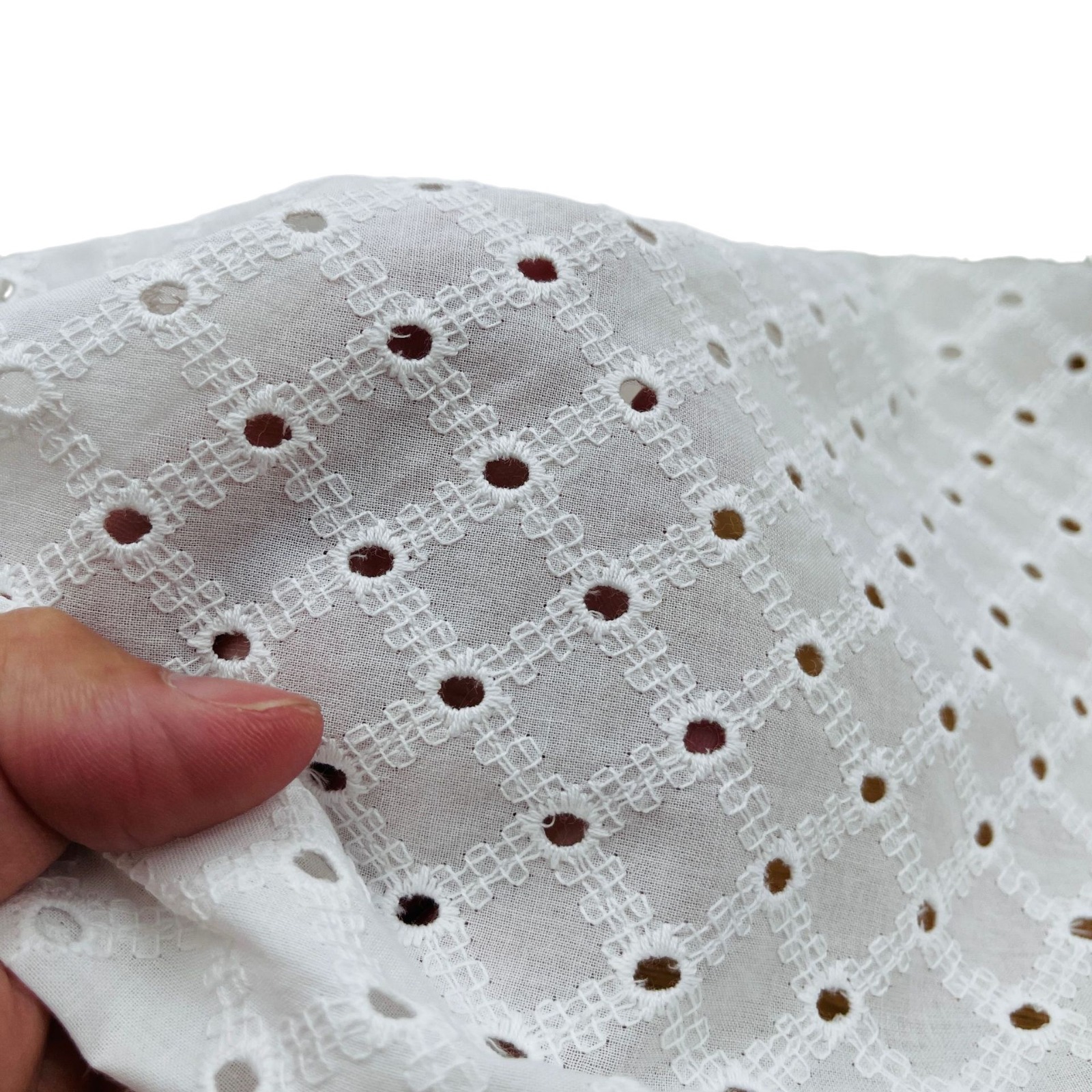 Picture of Lace fabric summer cotton skirt clothing DIY women's water soluble cotton embroidered cotton hollow embroidery fabric