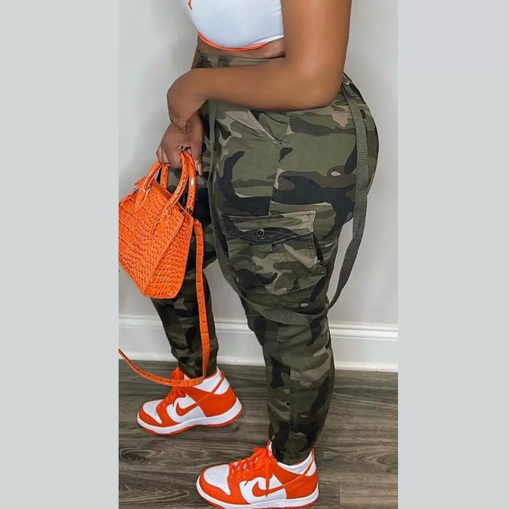 Picture of Cross-border Europe and the United States Amazon new street fashion camouflage Joker toe strap overalls