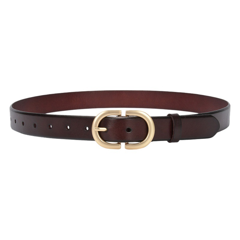 Vintage Belt Women's Korean-style Leather Belt Women's All-match Denim Decorative Top-layer Leather Belt Women's Pants