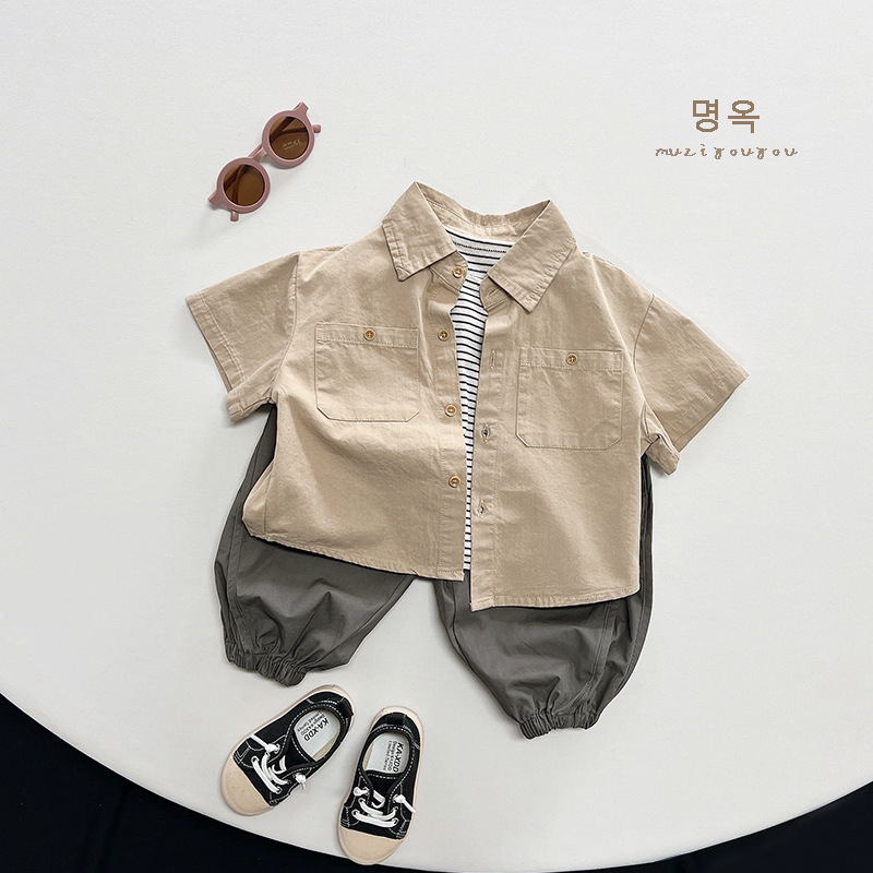 Picture of Copy good build ~ spring and summer new children's half sleeve shirt boys and girls Japanese Korean simple short sleeve coat tide children's clothing