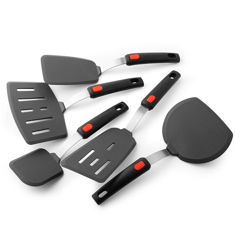 Picture of Stainless Steel Handle Silicone Cooking Shovel 5 Piece Set Kitchen High Temperature Resistant Silicone Frying Shovel Household Teppanyaki Cooking Shovel