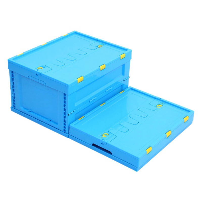 PP folding box plastic folding logistics box with lid blue food packaging folding box plastic turnover box