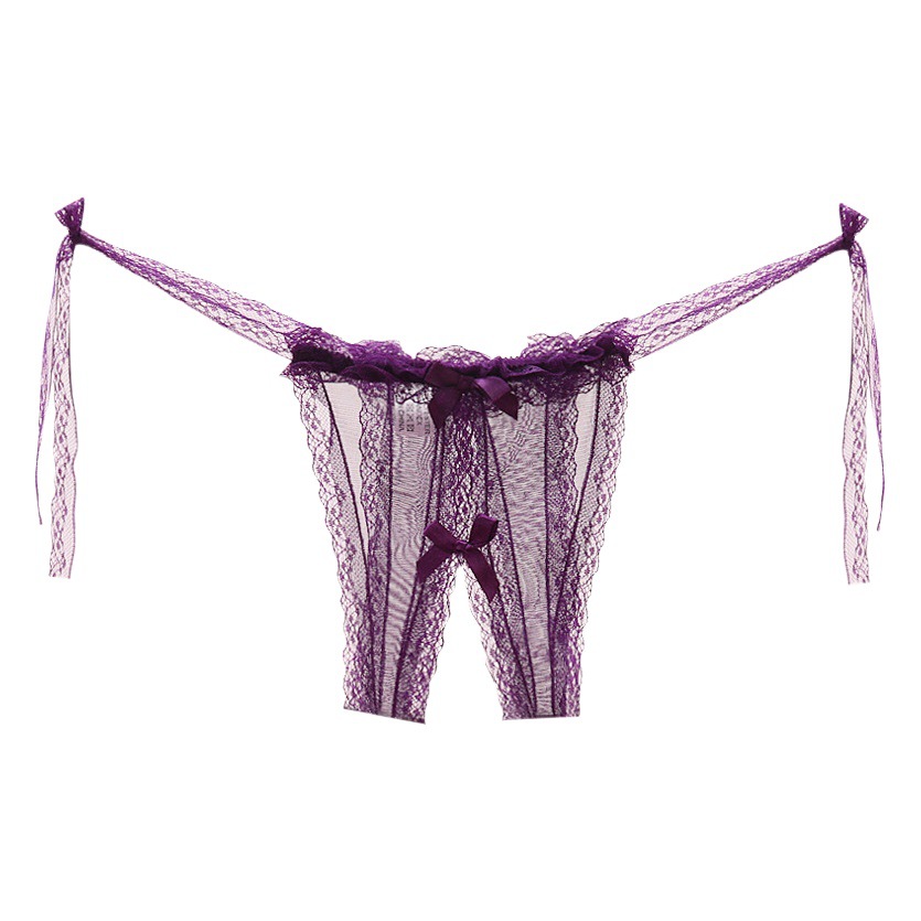 Sexy lace open crotch wear-free off underwear Women's Low Waist Seamless transparent hot strap Mesh T pants