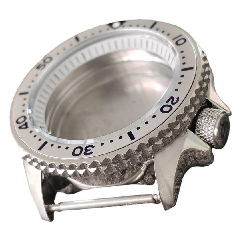 Watch Case Stainless Steel Case White Inner Shadow Ring Mouth Substitute Skx007 S Handle Head Suitable for Nh35/36 Movement