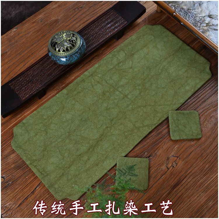 Picture of Handmade tie-dyed small tea mat solid color double-layer small tea shop high-end waterproof new Chinese Zen tea tray mat teapot mat small