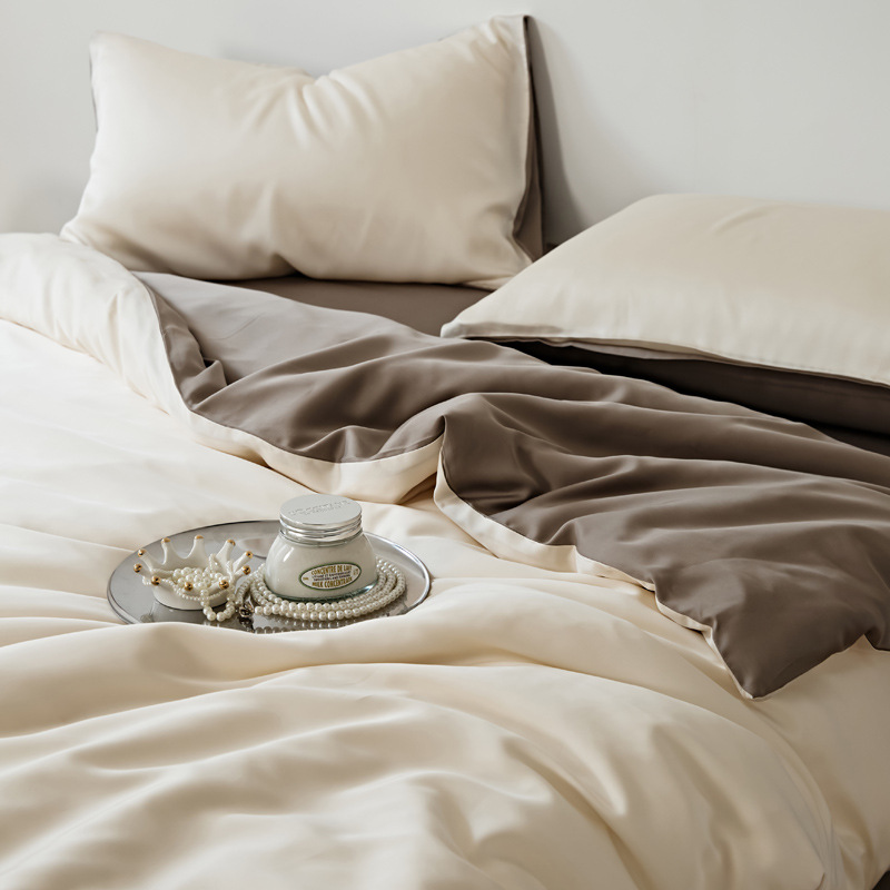 Picture of Light Luxury 60-Count Lenzing Tencel Four-Piece Set Double-Sided Lyocell Cool Ice Silk Cool Feeling Naked Sleeping Tencel Bed Bed Sheets Quilt Cover