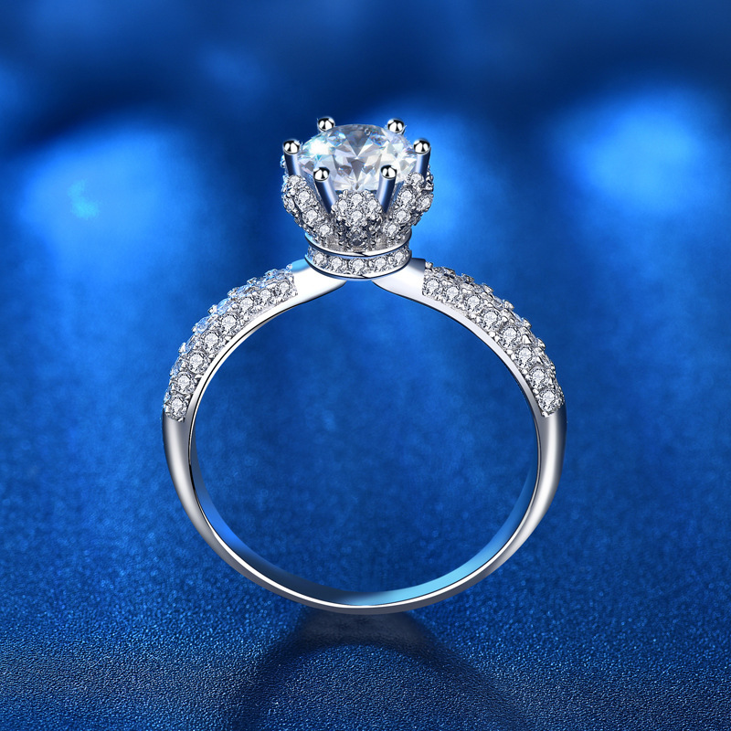 Picture of Clearance pt950 ring Women's sterling silver personality ice queen 1 karat moissanite six claw engagement diamond ring 1 karat