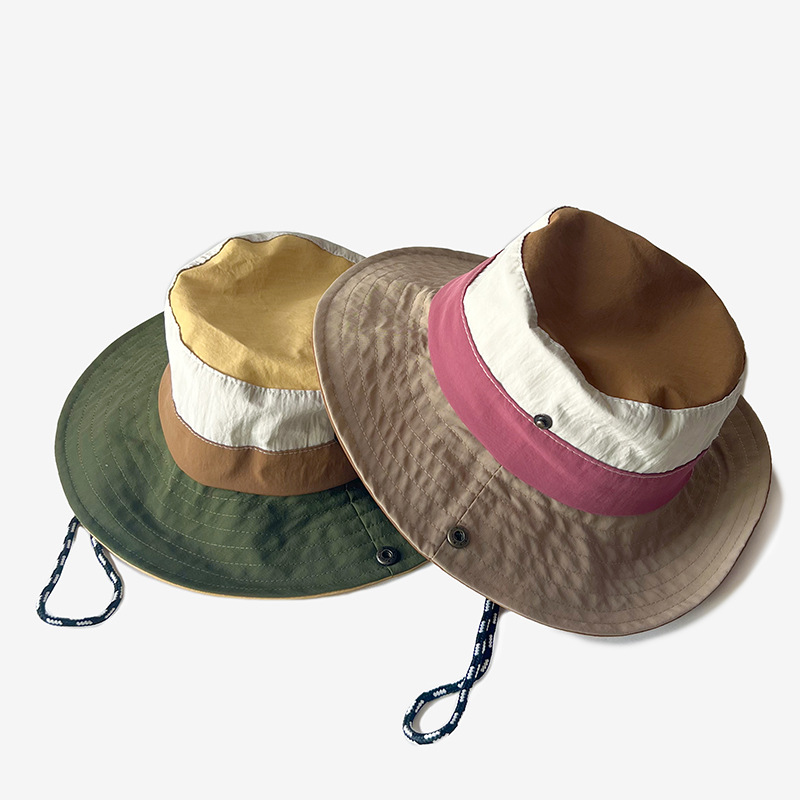 Children's hat spring and summer thin large brim sun-proof fisherman hat men and women baby fashion color matching breathable sun-proof basin hat