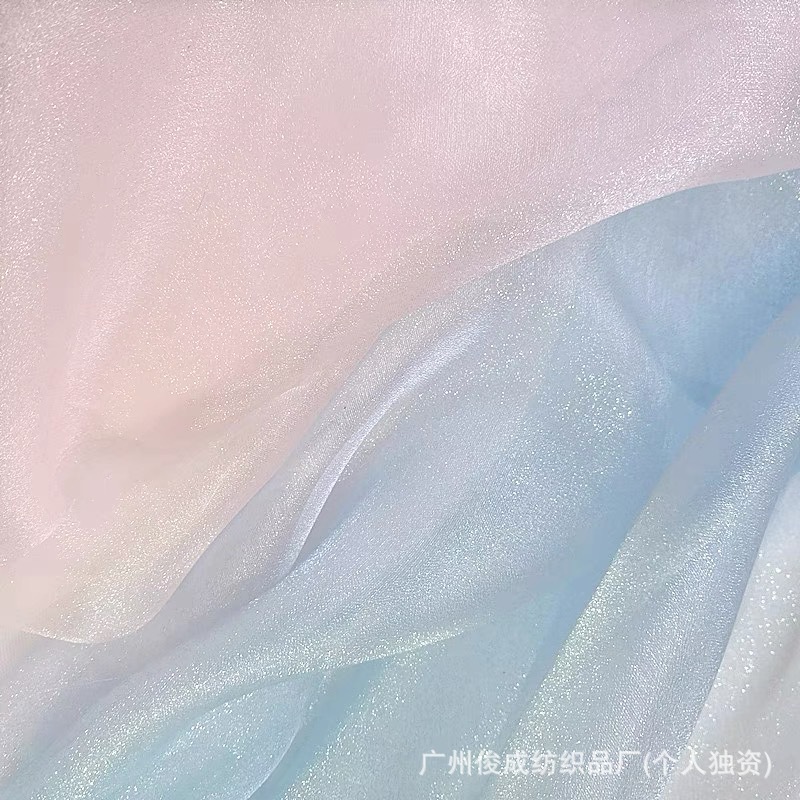 Picture of Slight Hard Cloud Yarn Cloud Mist Fine Flash High Density Organza Fabric Performance Costume Tutu Skirt Wedding Dress Hanfu Fabric
