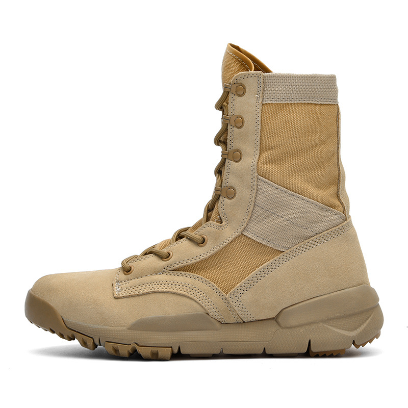Picture of High-top Hiking Shoes Men's and Women's Genuine Leather Waterproof Non-slip Outdoor Shoes Summer Breathable Lightweight Travel Shoes Desert Hiking Shoes