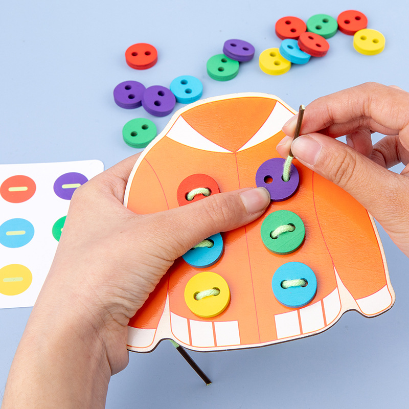 Picture of Montessori clothes rope sewing button threading hand-eye coordination daily life teaching aids baby concentration early education toys
