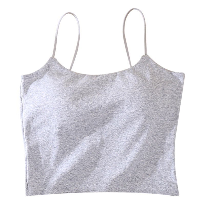 Thin Shoulder Strap Large U-shaped Cotton Beautiful Back Wrapping Breast Tube Top One-piece Fixed Cup Inner Wearing Solid Color Camisole Outer Wearing