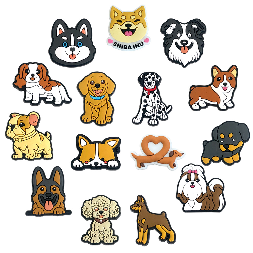 15 suit Cute Dog Series Hole Shoes Shoes Flower Shoe Buckle Funny DIY Sandals Slippers Accessories