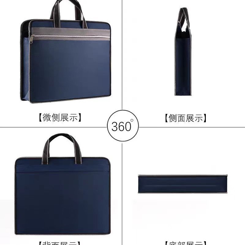Picture of Oxford Cloth Large-Capacity Briefcase Conference Bag Document Bag Zipper Bag A4 Tutoring Bag Business Handbag Printed Logo