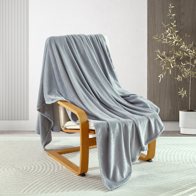 Picture of Flannel Blanket, Coral Fleece Solid Color Blanket, Nap Blanket, Office Shawl Blanket, Throw Blanket, Nap Blanket, Gift for Sales Promotion