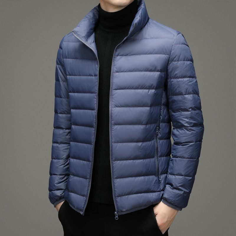 Picture of Brand Handle Autumn and Winter Light Down Cotton-padded Jacket Men's Short Vertical Collar Hooded Middle-aged and Elderly Light Thin Broken Coat