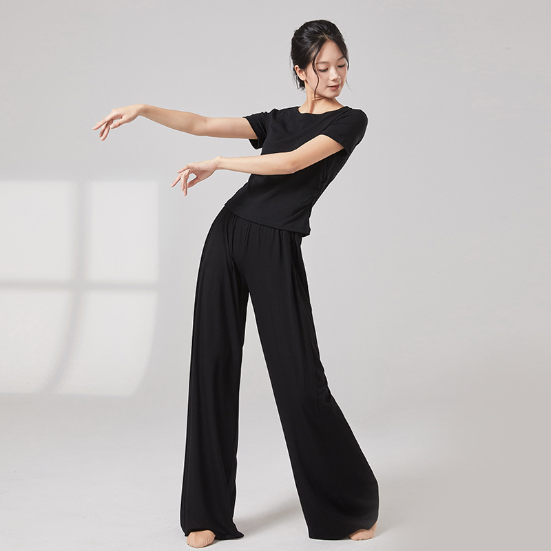 Picture of Women's dance costumes, adult body training suits, modern dance wear, ballet practice wear, crew neck slimming classical dance costumes