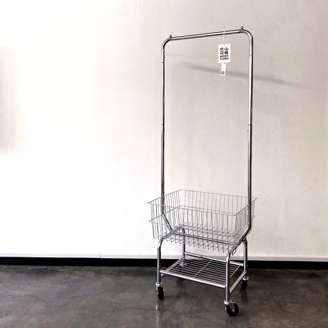 Simple coat rack floor to ceiling bedroom storage rack home storage basket clothing store movable clothes rack cart