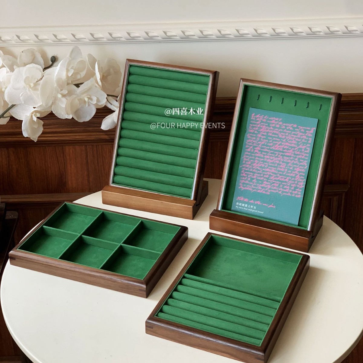 Picture of Sixi Wood Small Wholesale Jewelry Tray Walnut Jewelry Ring Necklace Storage Jewelry Display Rack Props