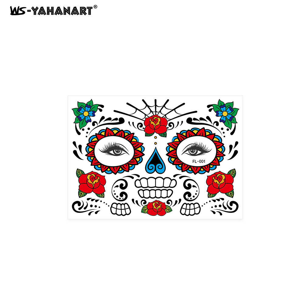 Picture of 2023 Cross-border New Halloween Funny Face Tattoo Sticker Masquerade Dead Dead Face Tattoo Sticker