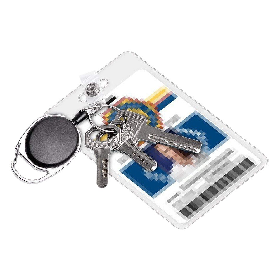 Amazon cross-border hot selling zinc alloy oval egg type easy pull buckle telescopic buckle waterproof transparent ID card holder