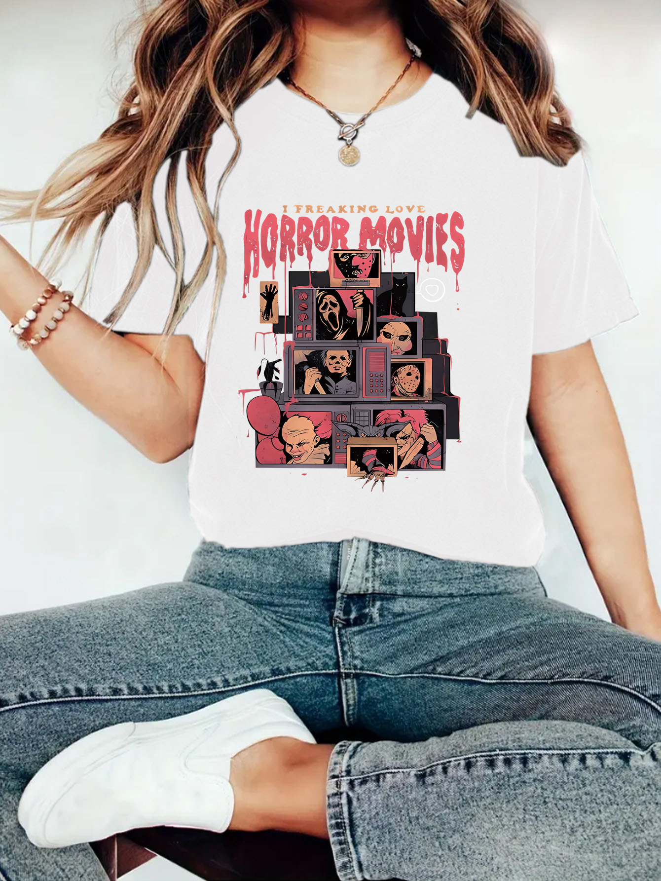 Picture of Amazon Europe and the United States summer women's Halloween pattern printing round neck short sleeve casual fashion foreign trade explosion T-shirt