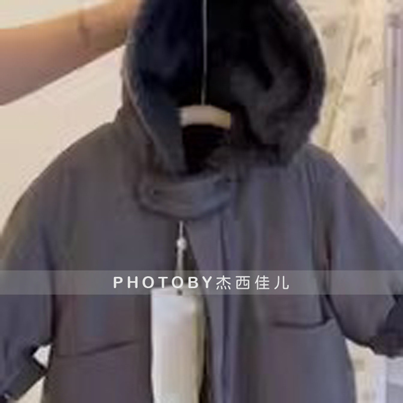 Picture of Korean Style New Winter Cotton Clothes for Boys and Girls Children's Thickened Lamb Plush Warm and Comfortable Hooded Cotton-padded Jacket
