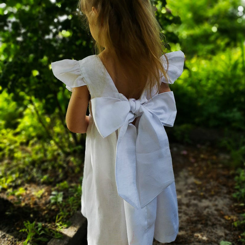 Picture of New Children's Dress Girls Dress Cotton and Linen Back Bow Princess Dress Children's Dress Cross Border