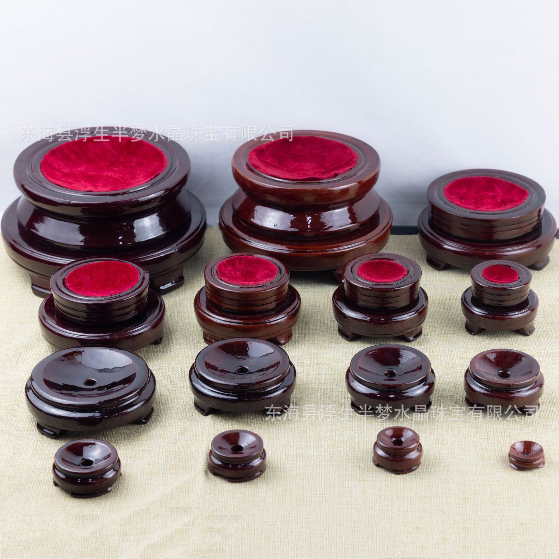 Picture of Round Rotating Crystal Ball Base Wooden Bracket Display Stand Home Office Decorations Bottom Bracket Ornaments Wooden Holder