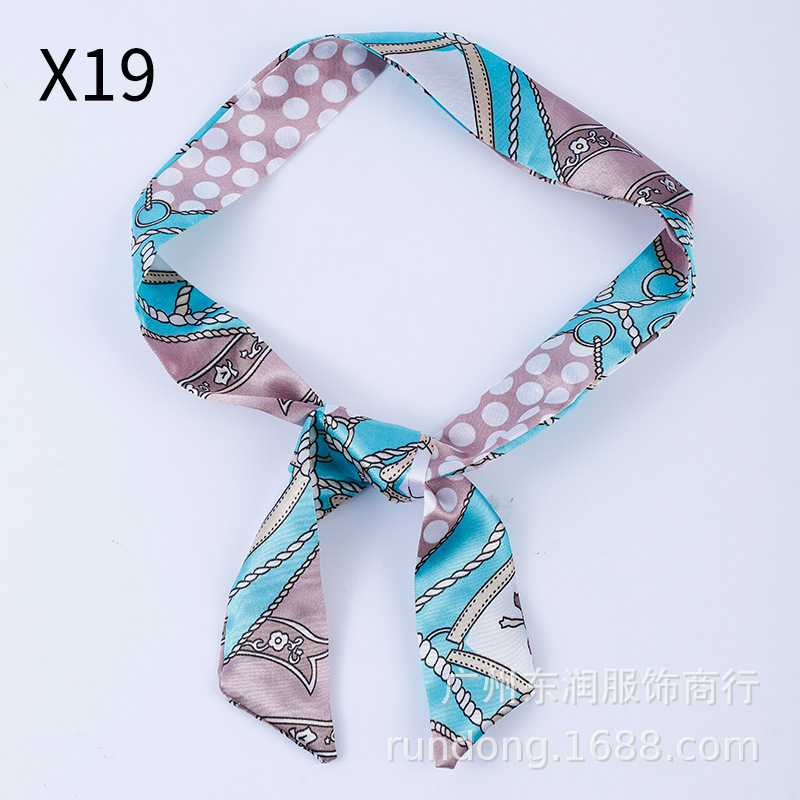 Picture of Silk Scarf Wholesale Long Beveled Small Silk Scarf Double-layer All-match Hair Belt Ribbon Decoration Tie Bag Hand Gift Box Silk Scarf