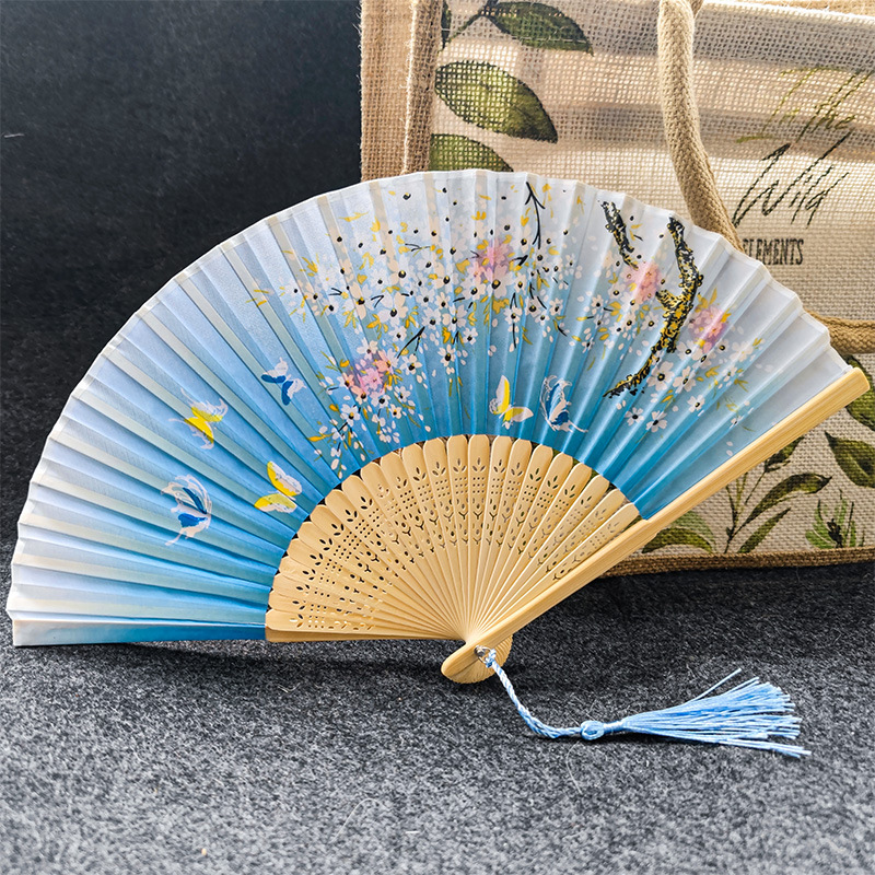 Picture of Folding Fan Bamboo Ancient Fan Student Girl Chinese Style Small Fan Scenic Spot Export Wholesale Retail Gift Decorative Fan