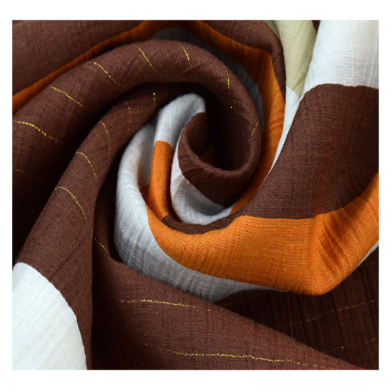 Picture of Nylon monofilament gold and silver silk nylon hemp horizontal stripe yarn-dyed fabric women's clothing fabric
