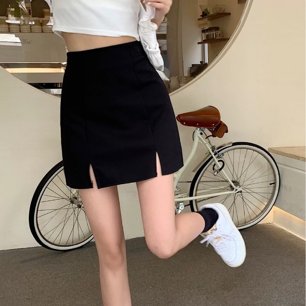 Anti-exposure skirt women's summer work skirt summer white thin business skirt sheath tooling black A- line skirt