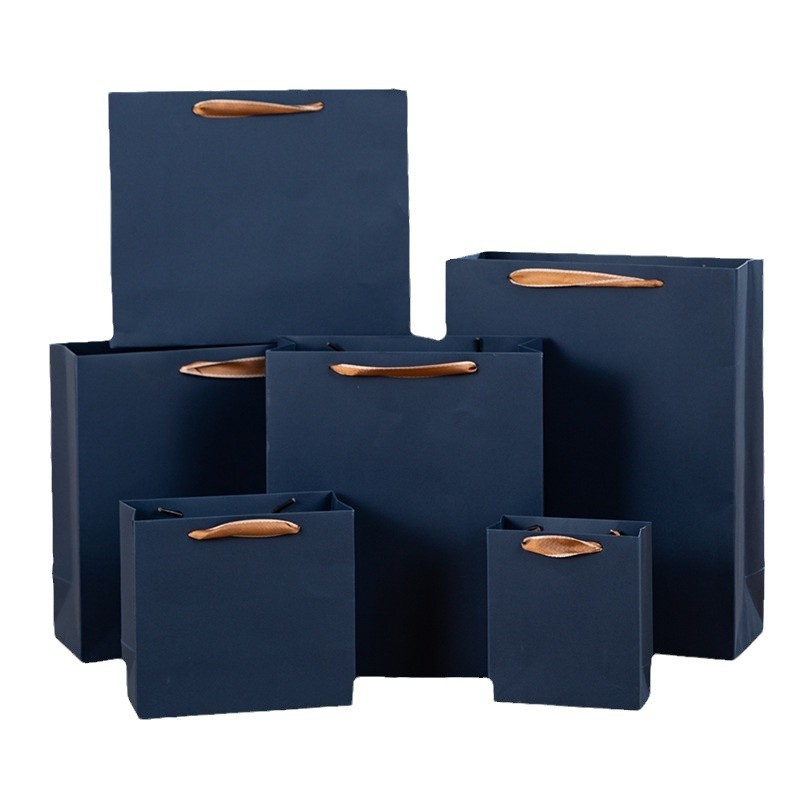 Picture of dark blue Paper Bag Clothing Gift Packaging Handbag High-end Thickened Paper Bag in stock Zhuo Fan Paper Bag