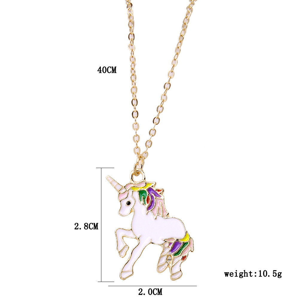 Picture of Europe and the United States cross-border jewelry wish New drop oil color unicorn necklace temperament women's clavicle chain long sweater chain