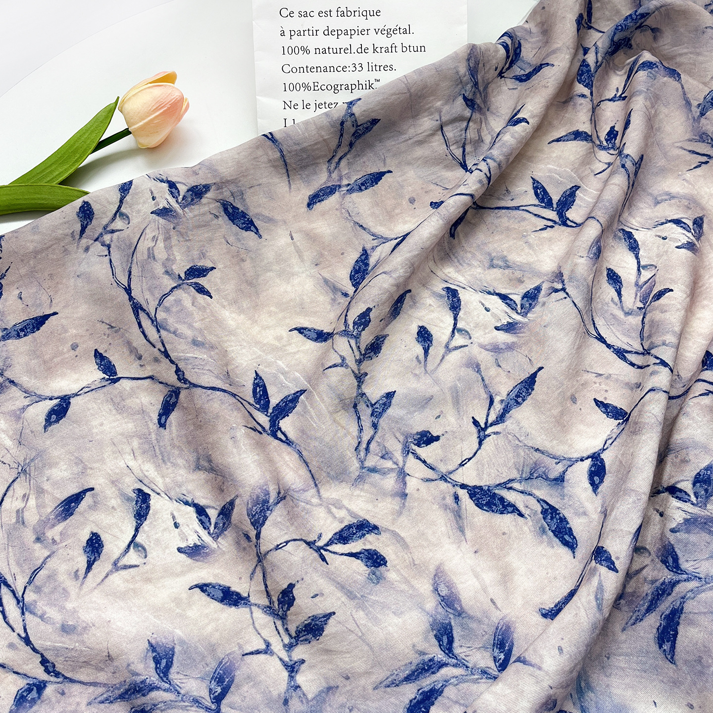 Blue Vine Chinese Style New Digital Printed Fabric Brocade Cotton Fabric Cheongsam Dress Top Hanfu Fabric