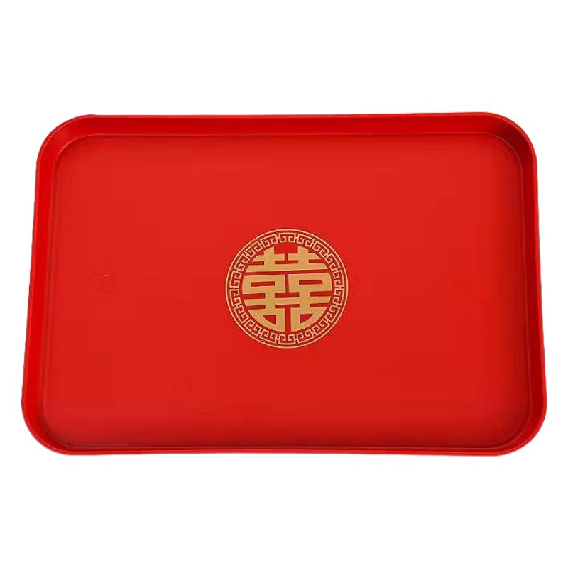 Wedding wedding red tray bride tea Chinese word dried fruit plastic tea tray festive supplies wholesale