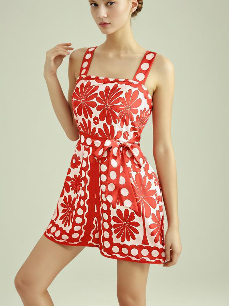 Picture of European and American Retro Casual Style 2025 Summer New Style Printed Sleeveless Button-Up Short Wide-Leg Jumpsuit for Women